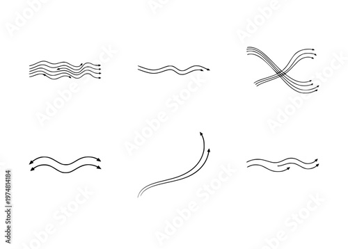 Set of creative chevron arrow silhouettes, minimalist multi-headed directional pointers and abstract geometric motion symbols vector illustration.