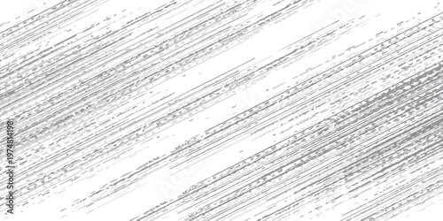 Small scratch seamless texture. Old grunge diagonal brush strokes wallpaper. Black and white rough slanted stripe backdrop. Distress thin lines surface overlay. Vector weathered pattern background