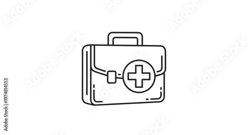 First aid kit icon, medical bag with cross symbol