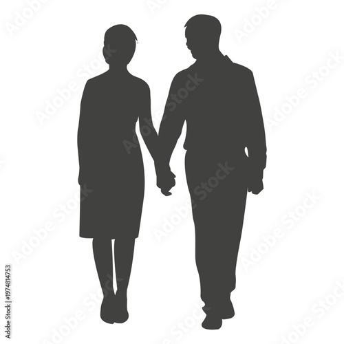 Romantic couple walking silhouette 6