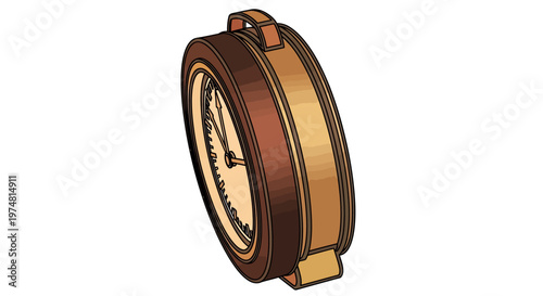 Brown leather wristwatch with gold accents on white background