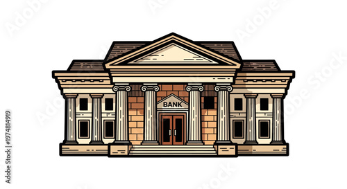 illustration of a classic bank building with columns