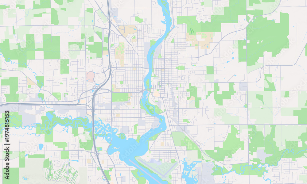 Naklejka premium Wausau Wisconsin map