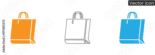 Colorful shopping bag icons on white background for e-commerce use