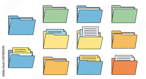 colorful file folders with documents, office organization