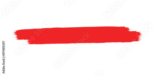 Red brush stroke banner isolated. Rough paint swash texture.