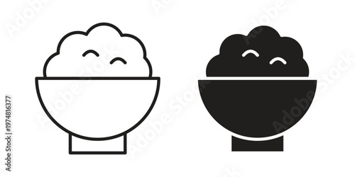Rice bowl icon for graphic and web design. EPS10
