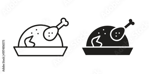 Roasted turkey icon for graphic and web design. EPS10