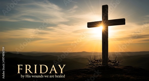 Easter day sunrise with cross a symbol of hope and resurrection