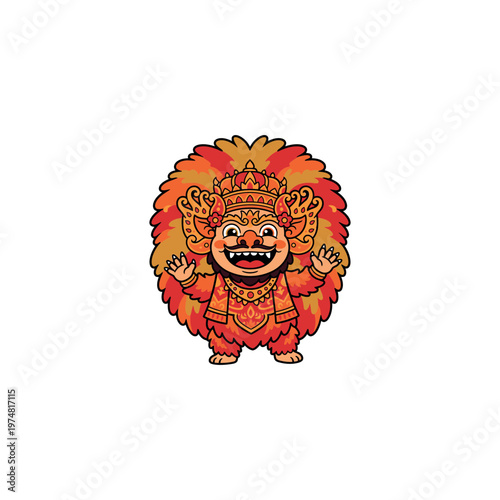 Barong mask with red hair.