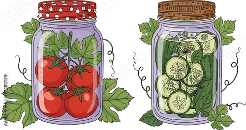 Detailed illustration of four honey jars featuring "Sweet" and "Organic" labels for boutique apiary marketing and children's food packaging