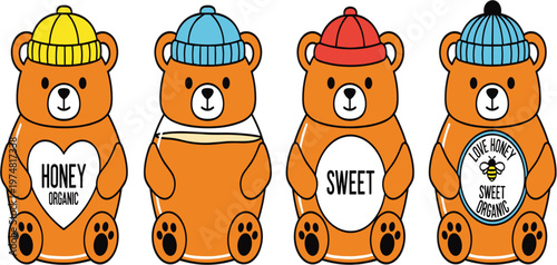 Detailed 3D-style vector character featuring a cute bear in trendy urban streetwear for children's apparel and mascot design