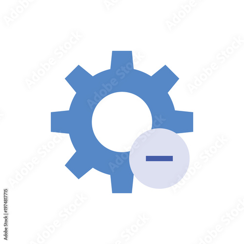 Engineering gear icon with minus sign for technical settings and configuration