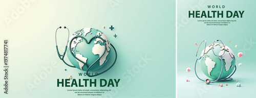 Elegant World health day backgorund, Realistic World health day for social media template	