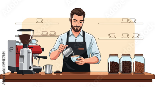 Barista Preparing Coffee Drink.