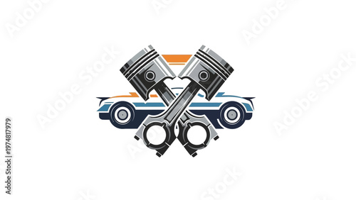 Car Engine Pistons and Crankshaft.