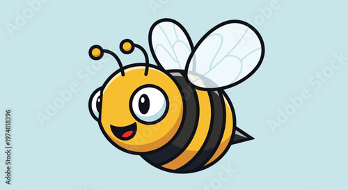Smiling Cartoon Bee Character Face.