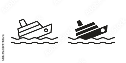 Sinking ship icon for graphic and web design. EPS10