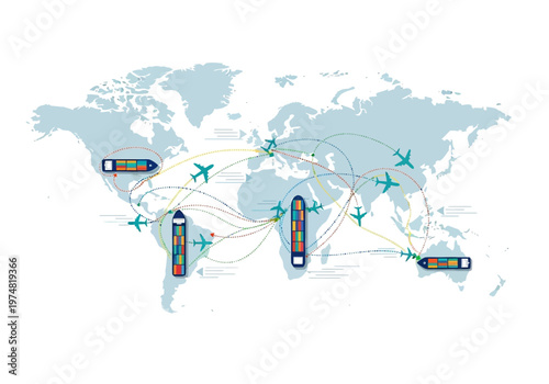 Global shipping routes map connections.