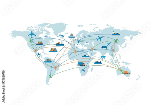 Global Logistics and Transportation Network Map.