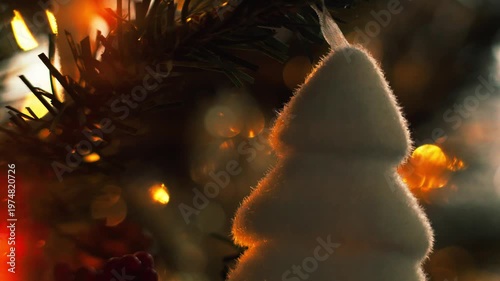 White christmas tree ornament with sparkling lights