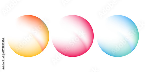 Set color circle gradient noise gradation. Abstract colorful watercolor blur mesh fluid translucent