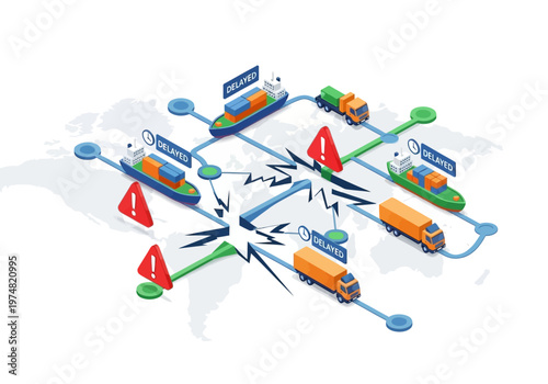 Trucks on road network map.