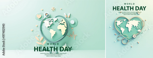 Elegant World health day backgorund, Realistic World health day for social media template	