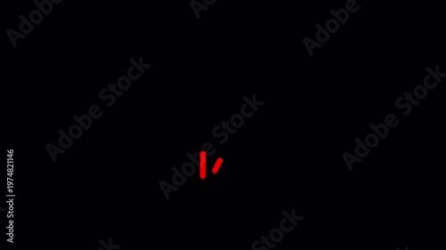 Hand Drawn Red Curved Arrow Down Marker Highlight Stroke with Alpha Channel. 4K Video