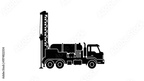 Large Drilling Truck with Crane Attached.