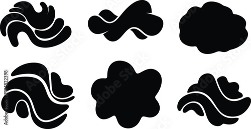 Abstract cloud and wave shapes set with fluid organic forms