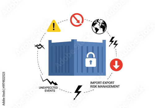 Blue shipping container with lock.