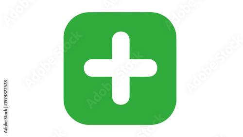 Green Square Medical Plus Sign.