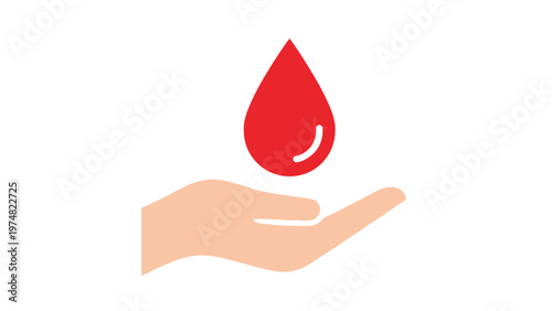 Hand Holding Red Blood Drop.