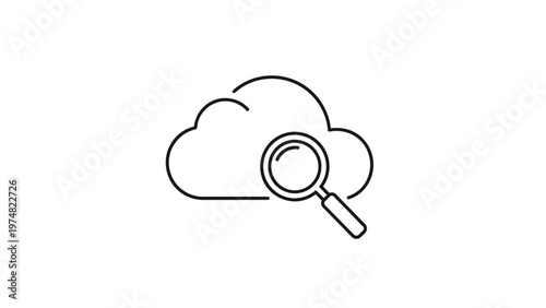 Magnifying Glass Over Cloud Icon.