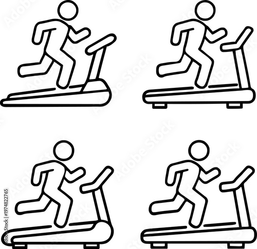 treadmill icon, line icon style, running machine symbol vector stock.