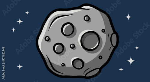 Gray Moon in Space Orbit.