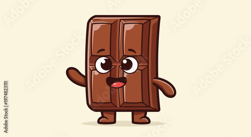 Cartoon Chocolate Bar Character Smiling.
