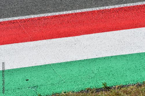 colored curb on a racing track