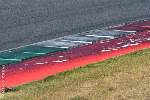 colored curb on a racing track