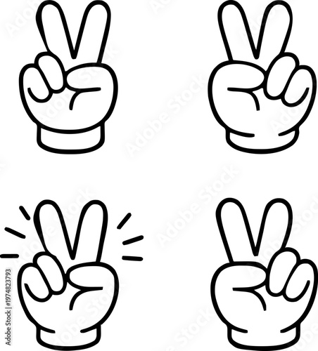 Peace hand sign doodle vector icon