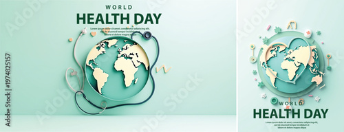Elegant World health day backgorund, Realistic World health day for social media template	
