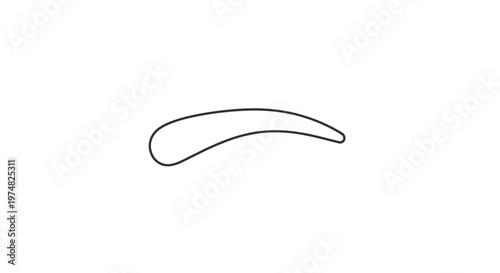 Abstract Black Outline Diagram of an Aerodynamic Airfoil Profile. Illustrates Lift, Drag, Aviation Principles, and Engineering Concepts.