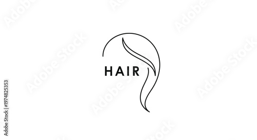 Elegant Minimalist Line Art Hair Icon and Text Logo Design for Beauty, Salon, or Haircare Brand
