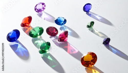 colorful gemstones on a white background