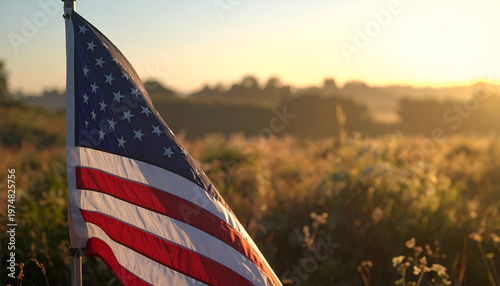 Memorial Day Patriotic Flag Against a Warm Nature Backdrop