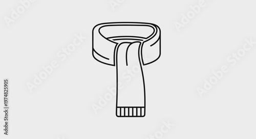 Warm winter scarf line art icon. Fashion accessory symbol, vector outline illustration.
