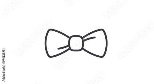 Elegant black line bow tie icon for formal wear, fashion accessory, and gentleman style. Minimalist vector illustration.