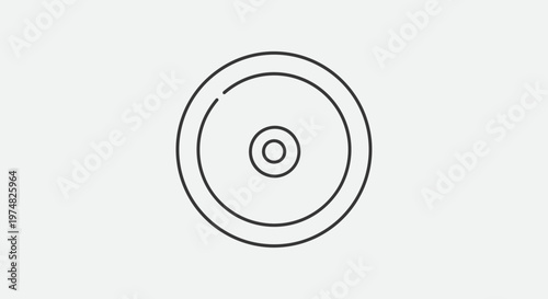 Simple Outline Compact Disc (CD) or Digital Versatile Disc (DVD) Icon for Multimedia Music, Video, or Data Storage