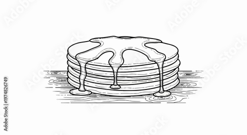 Stack of pancakes dripping with syrup on a wooden surface